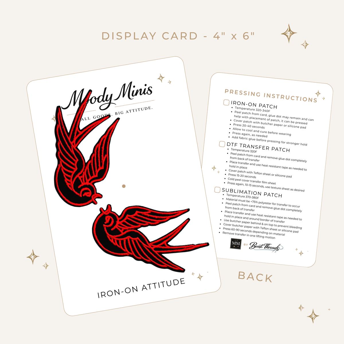 Swallow Pair Red & Black Embroidered Patch