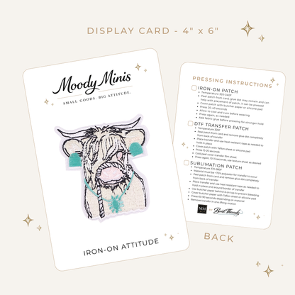 Highland Cow w/ Turquoise Bling Embroidered Patch