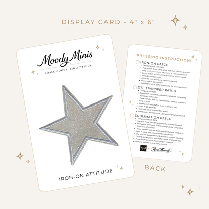 White Glitter Star 3.25" Embroidered Patch