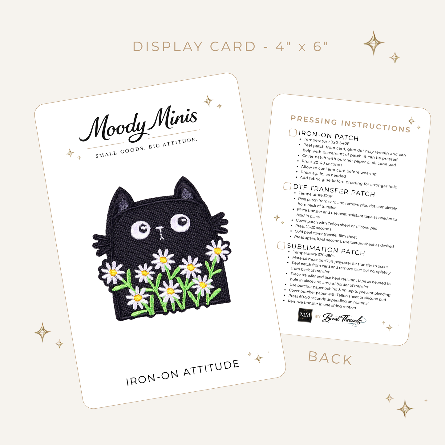 Black Cat & Daisies Embroidered Patch