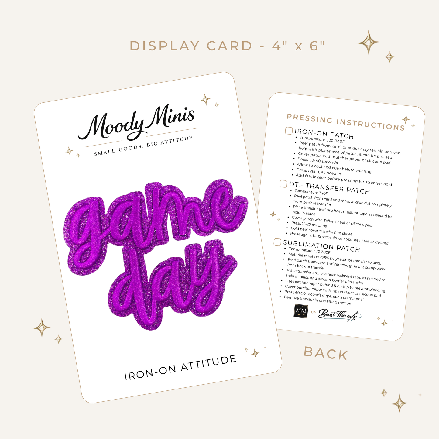Game Day Purple Script Glitter Embroidered Patch