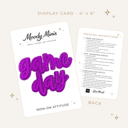 Game Day Purple Script Glitter Embroidered Patch