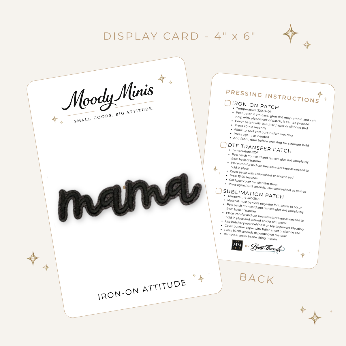 Mama Script Black Glitter Embroidered Patch
