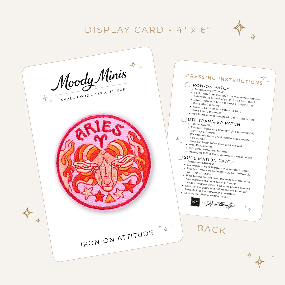 Retro Pastel Aries Zodiac Embroidered Patch