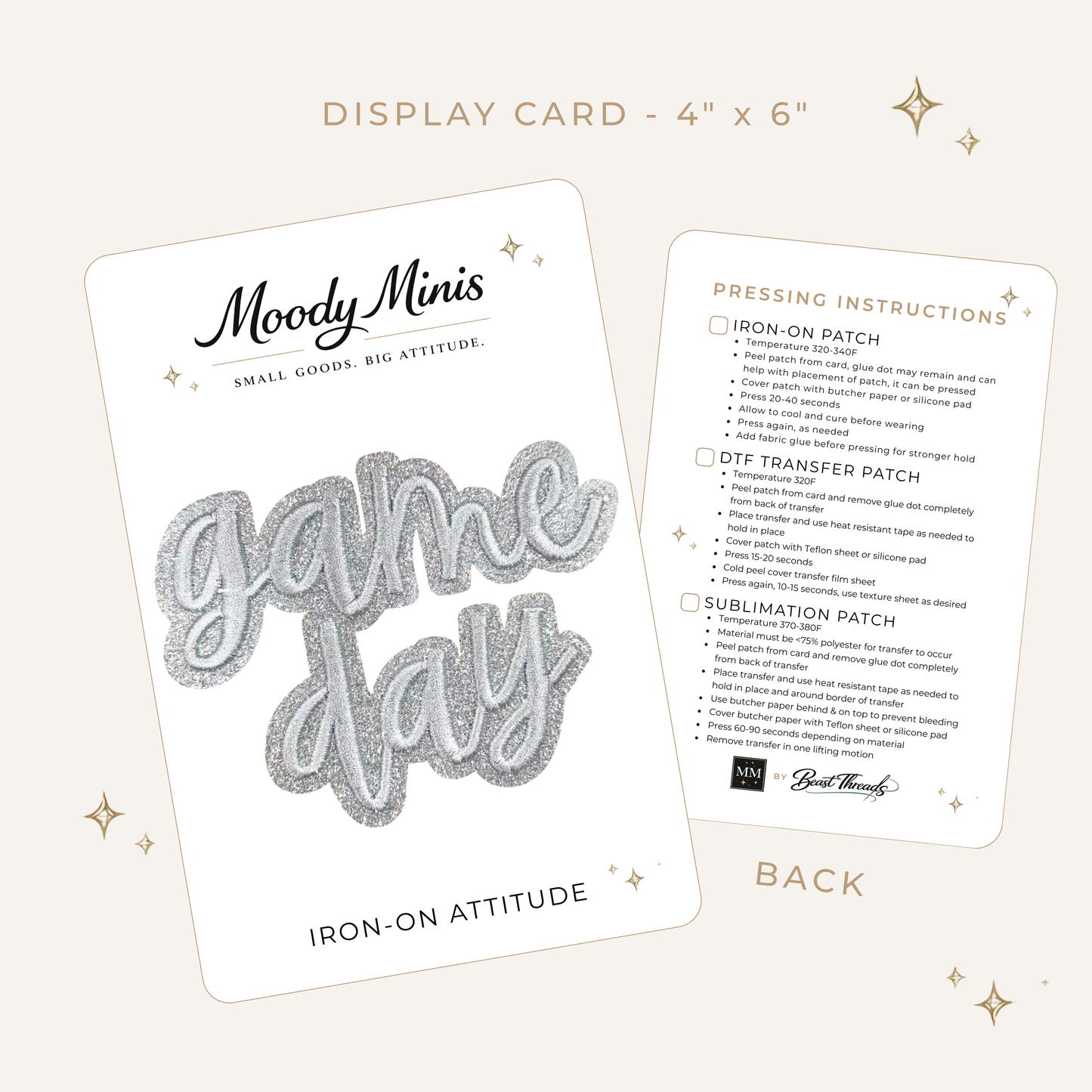 Game Day Silver Script Glitter Embroidered Patch