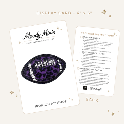Purple Cheetah Football Embroidered Patch w/Sequin