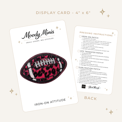 Red Cheetah Football Embroidered Patch w/Sequin