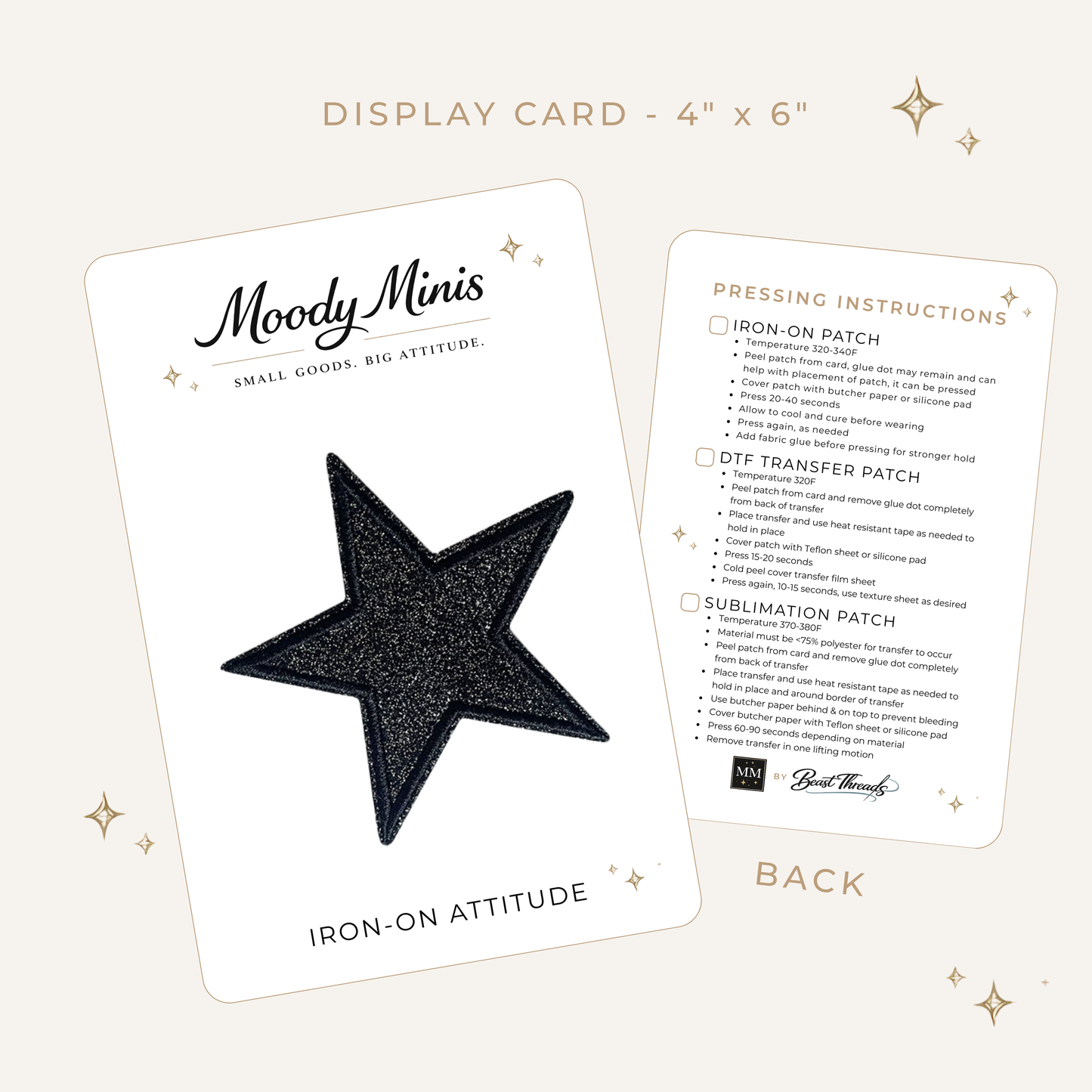 Black Glitter Star 3.25" Embroidered Patch