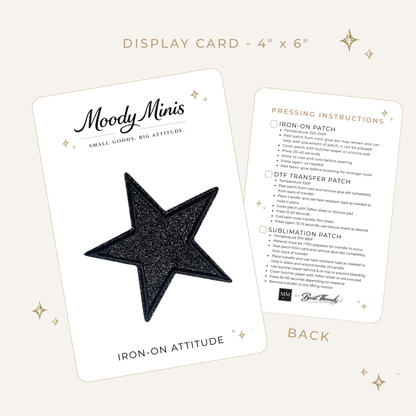 Black Glitter Star 3.25" Embroidered Patch
