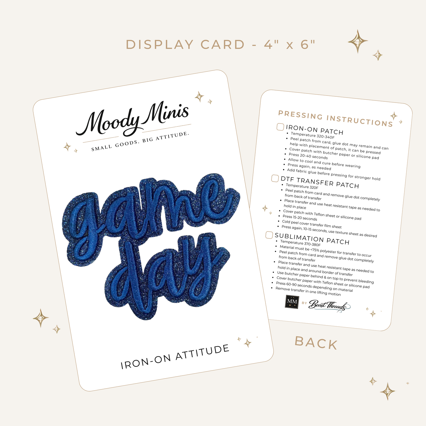 Game Day Blue Script Glitter Embroidered Patch