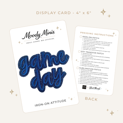 Game Day Blue Script Glitter Embroidered Patch
