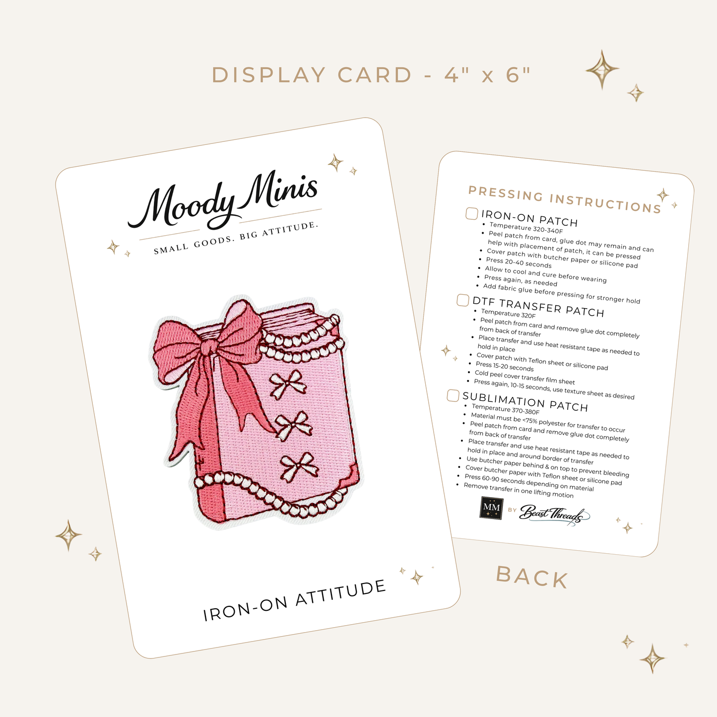 Pink Book, Bows & Pearls Embroidered Patch