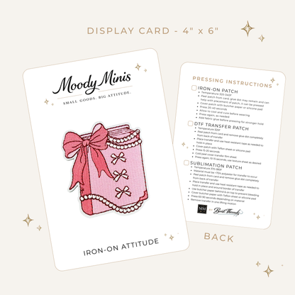 Pink Book, Bows & Pearls Embroidered Patch