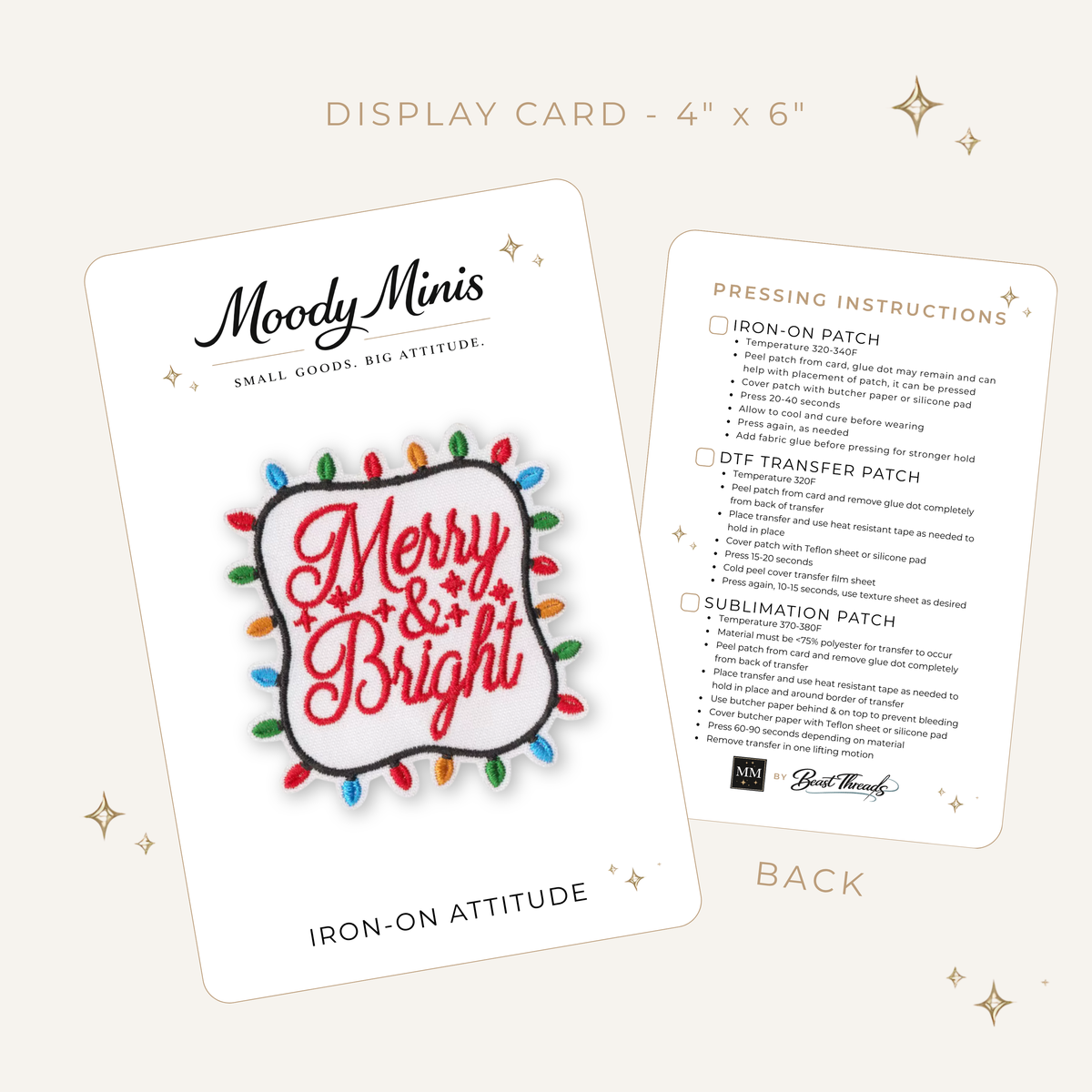 Merry & Bright Christmas Lights Embroidered Patch