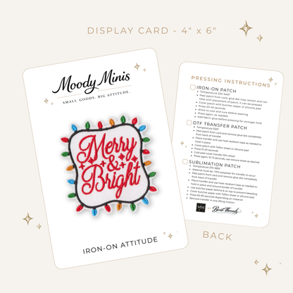 Merry & Bright Christmas Lights Embroidered Patch