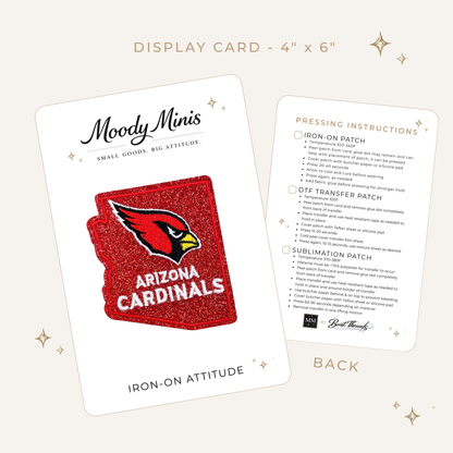 Arizona Cardinals State Glitter Embroidered Patch