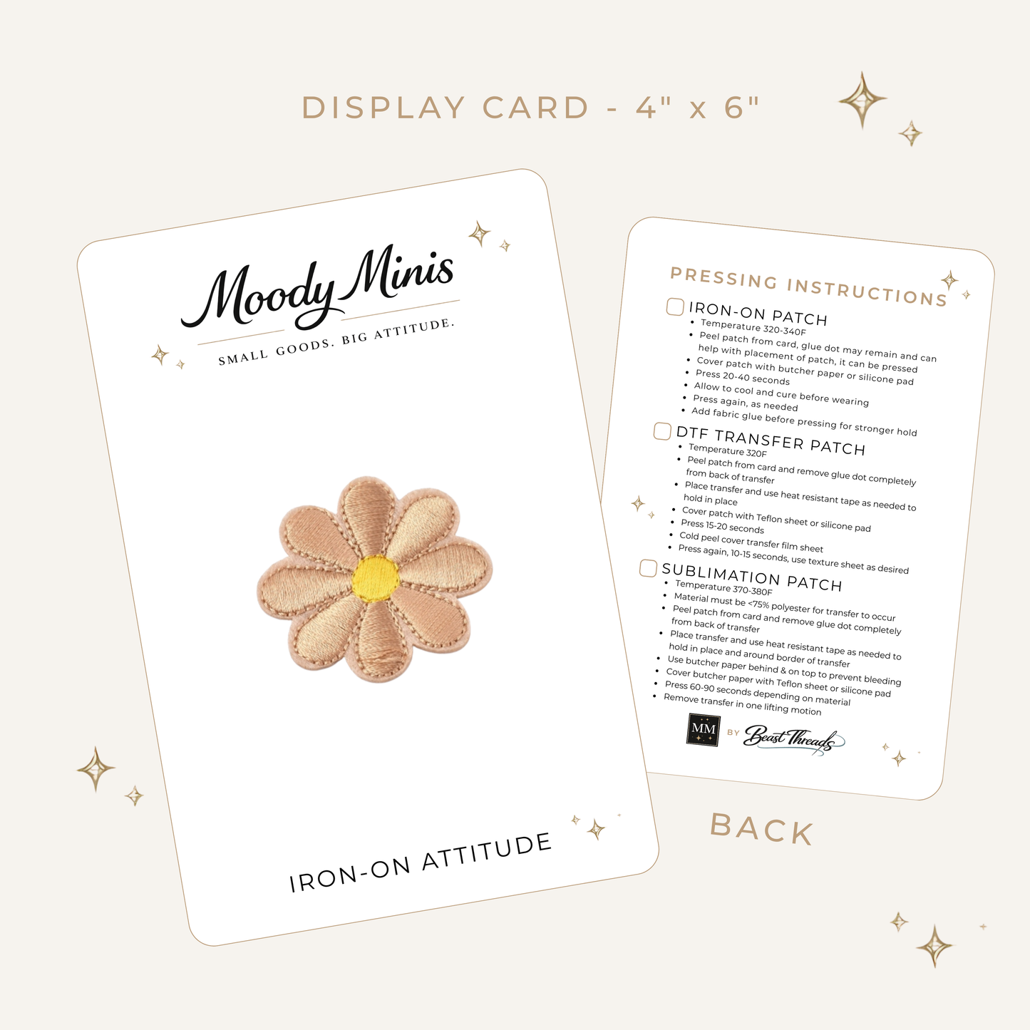 Khaki Daisy Embroidered Patch - RTS