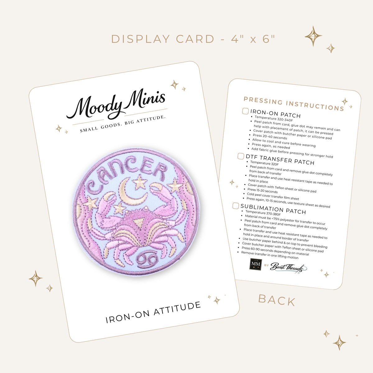 Retro Pastel Cancer Zodiac Embroidered Patch