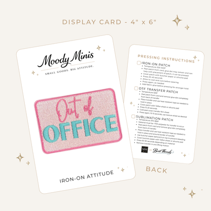 Out of Office Pink Embroidered Patch