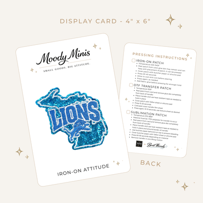 Detroit Lions State Glitter Embroidered Patch
