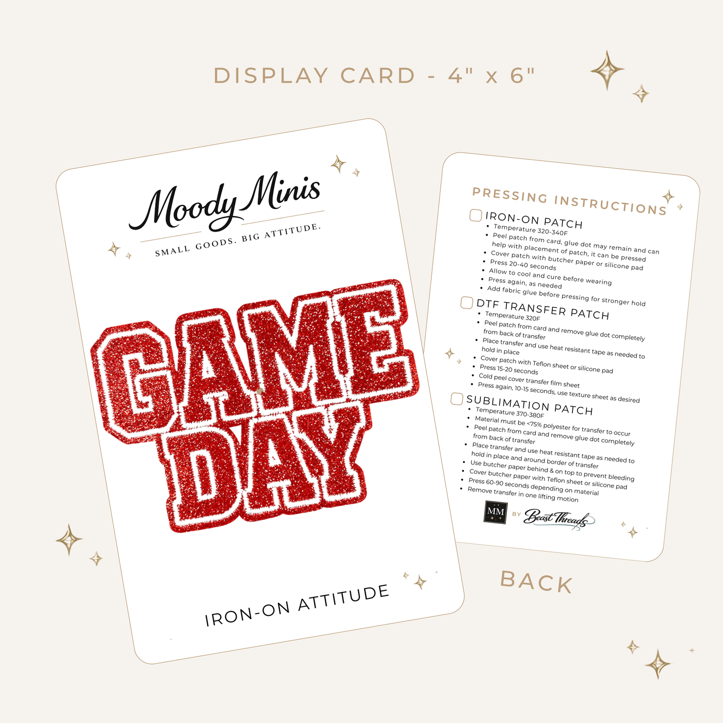 Game Day Red Block Glitter Embroidered Patch