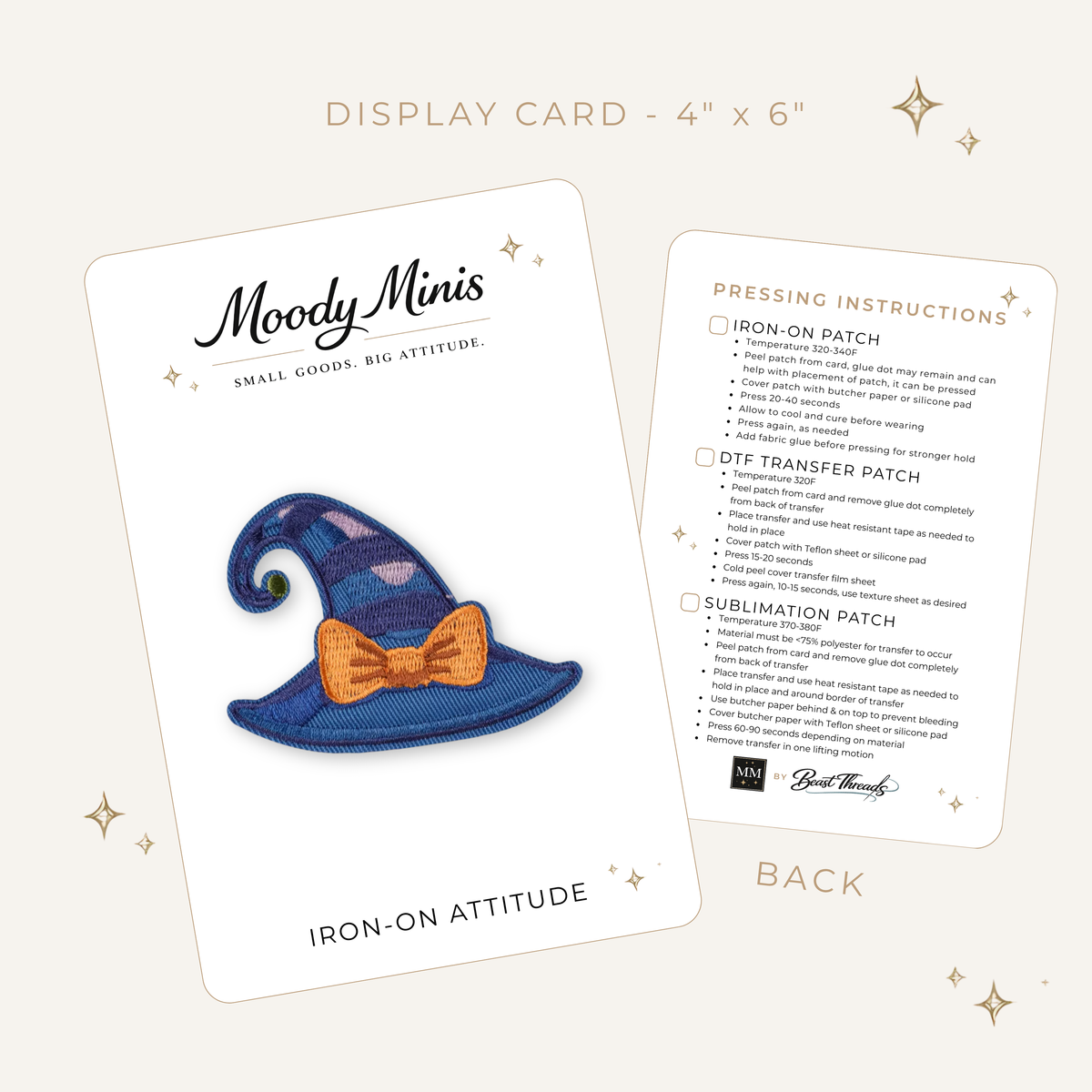 Witchy Hat Blue & Orange Bow Embroidered Patch