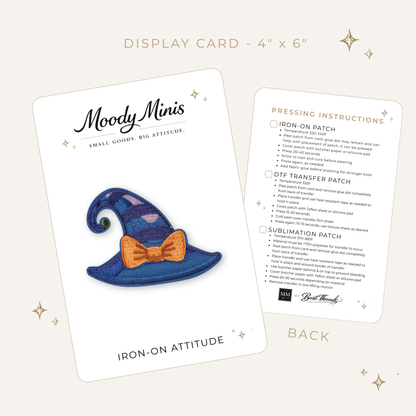 Witchy Hat Blue & Orange Bow Embroidered Patch