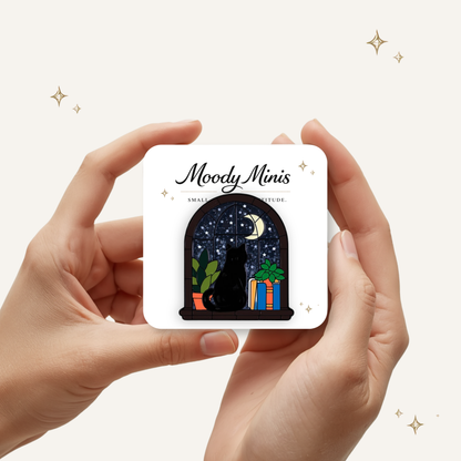 Black Cat Moongazer Enamel Pin