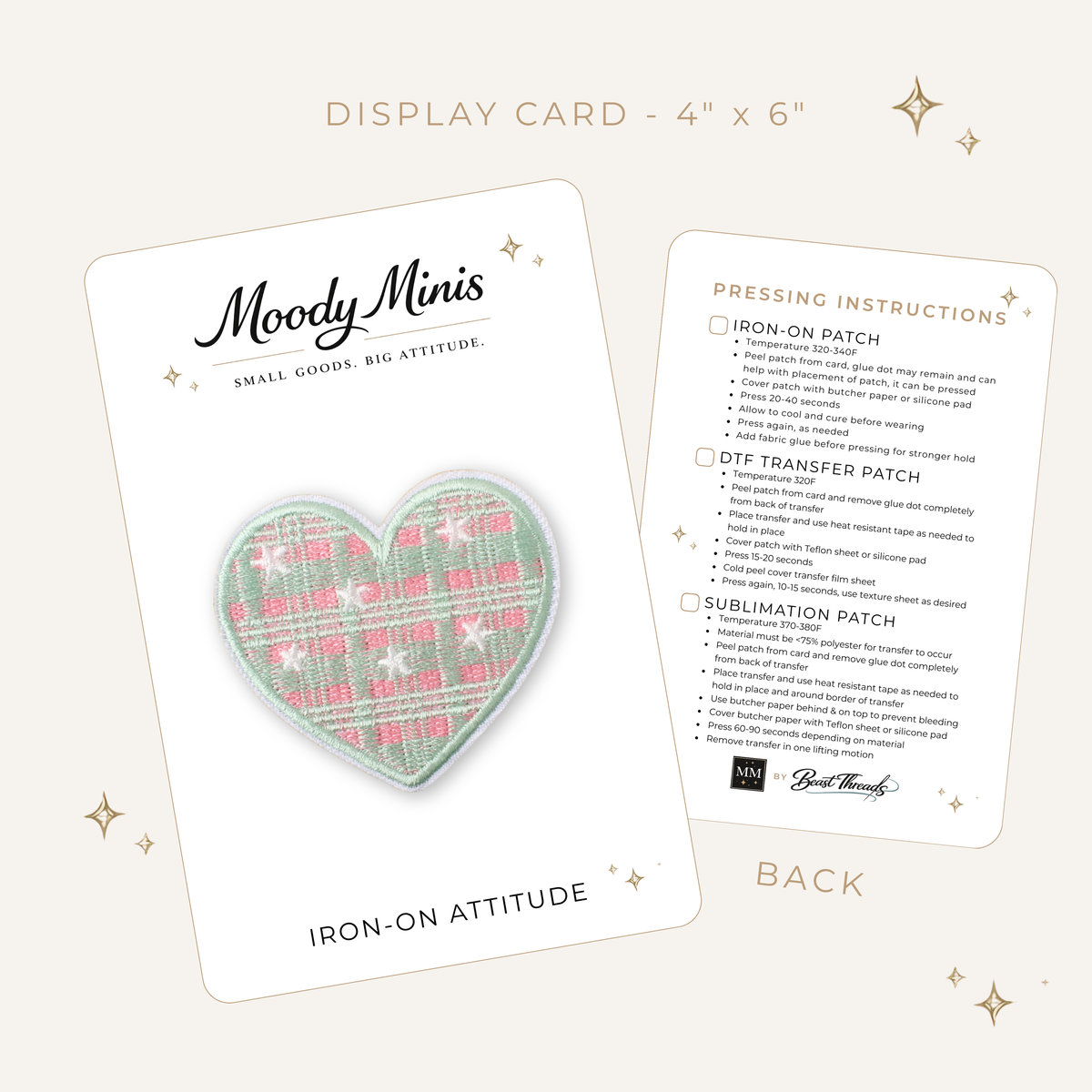 Preppy Pink & Green Plaid Heart Embroidered Patch