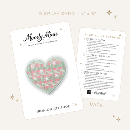 Preppy Pink & Green Plaid Heart Embroidered Patch