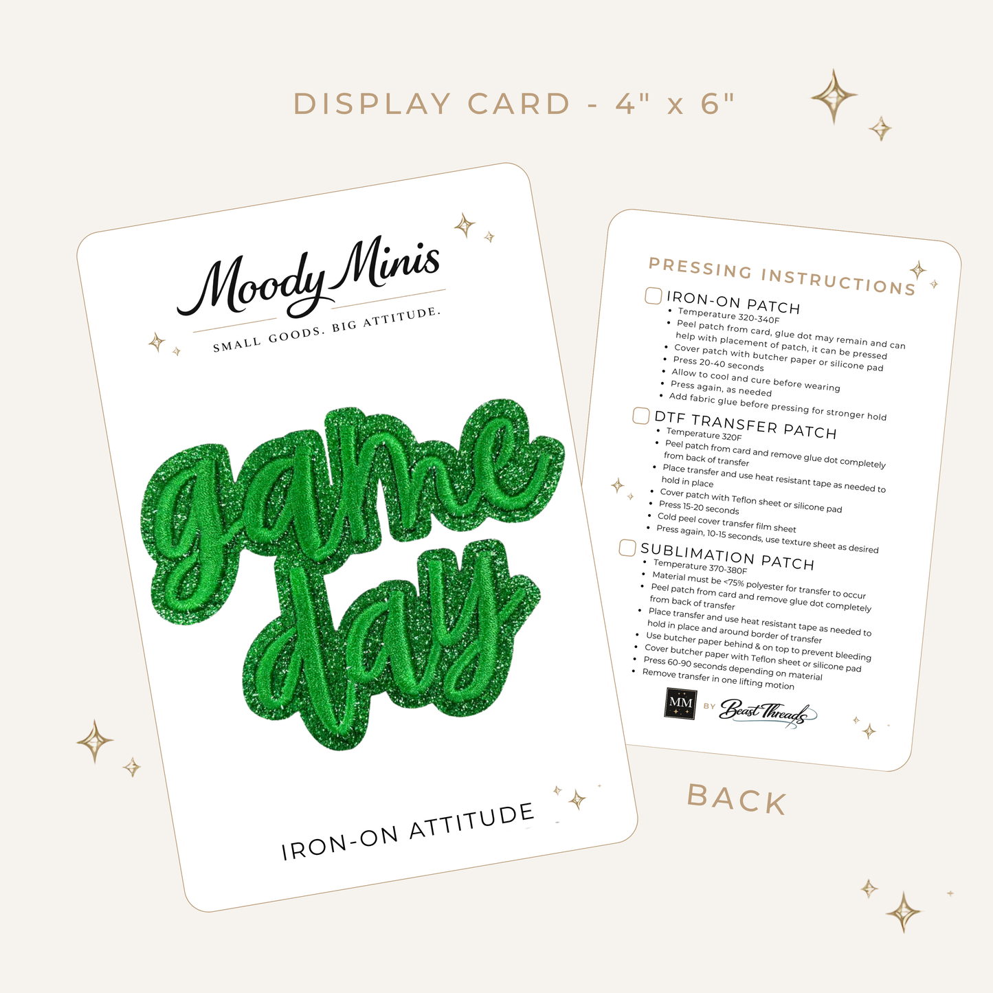 Game Day Green Script Glitter Embroidered Patch