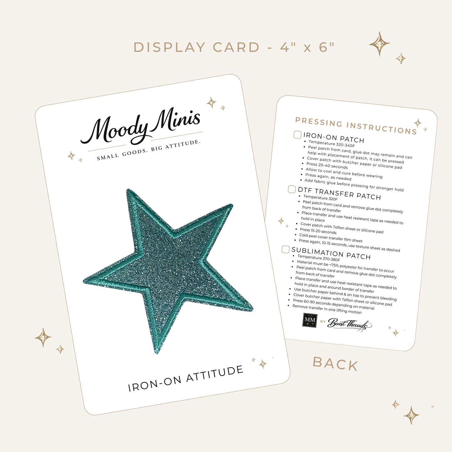 Turquoise Glitter Star 3.25" Embroidered Patch