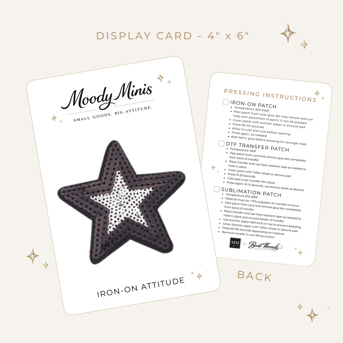 Black/White Star Sequin Patch- RTS
