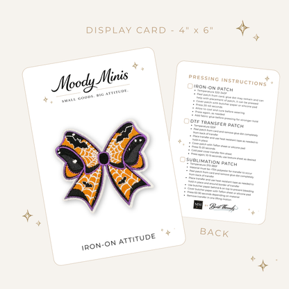 Halloween Web & Bat Bow Embroidered Patch