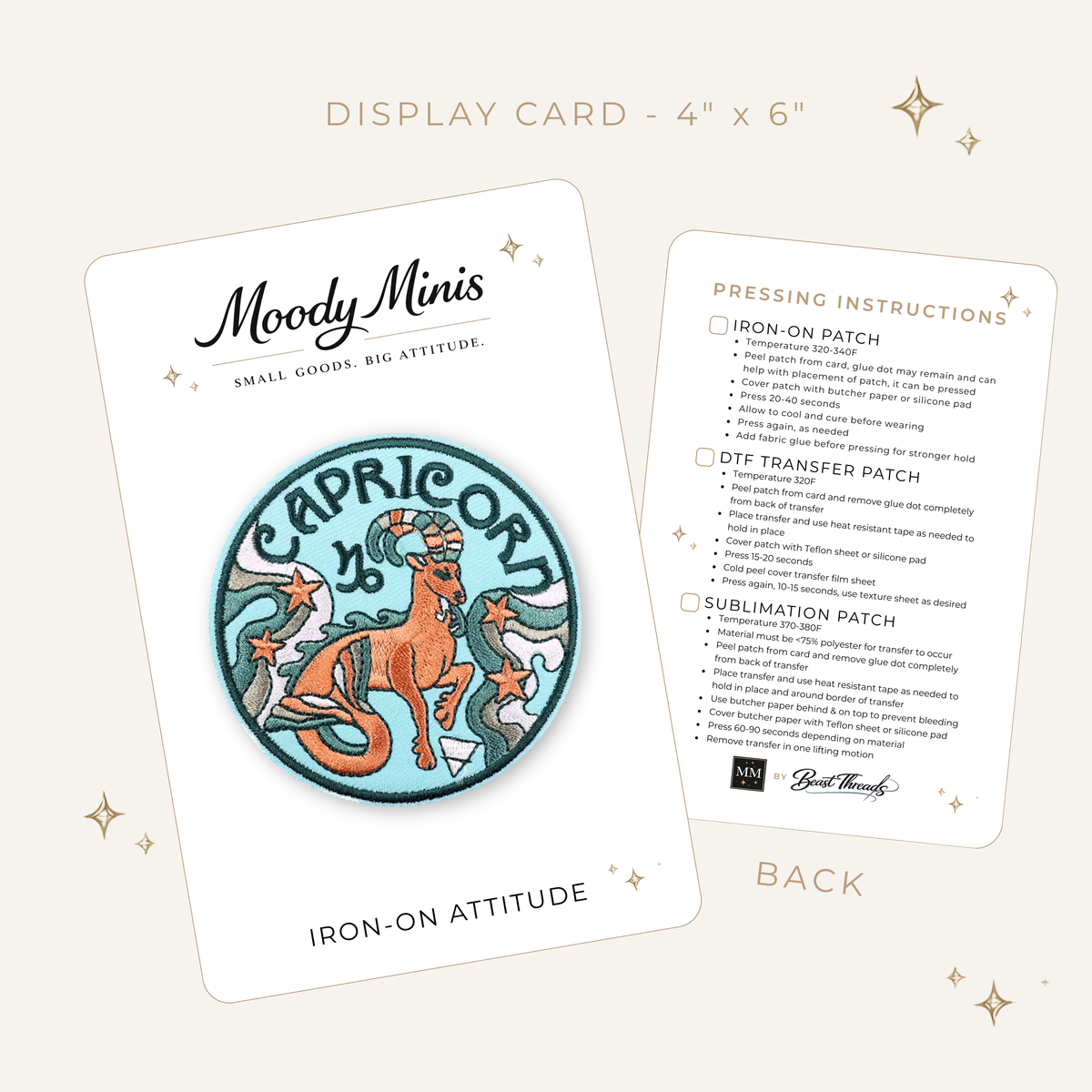 Retro Pastel Capricorn Zodiac Embroidered Patch