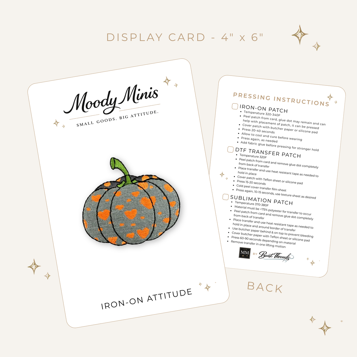 Pumpkin Grey & Orange Hearts Embroidered Patch