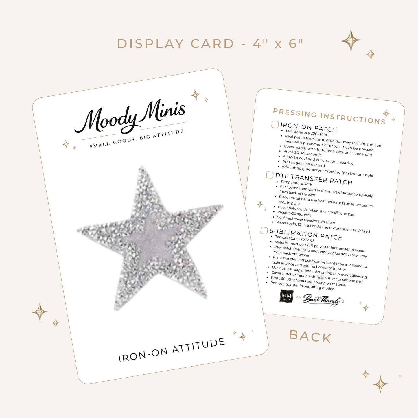 Silver Edge Star Rhinestone Patch- RTS