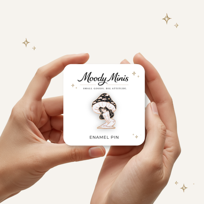 Black Mushroom Hat Faerie Enamel Pin