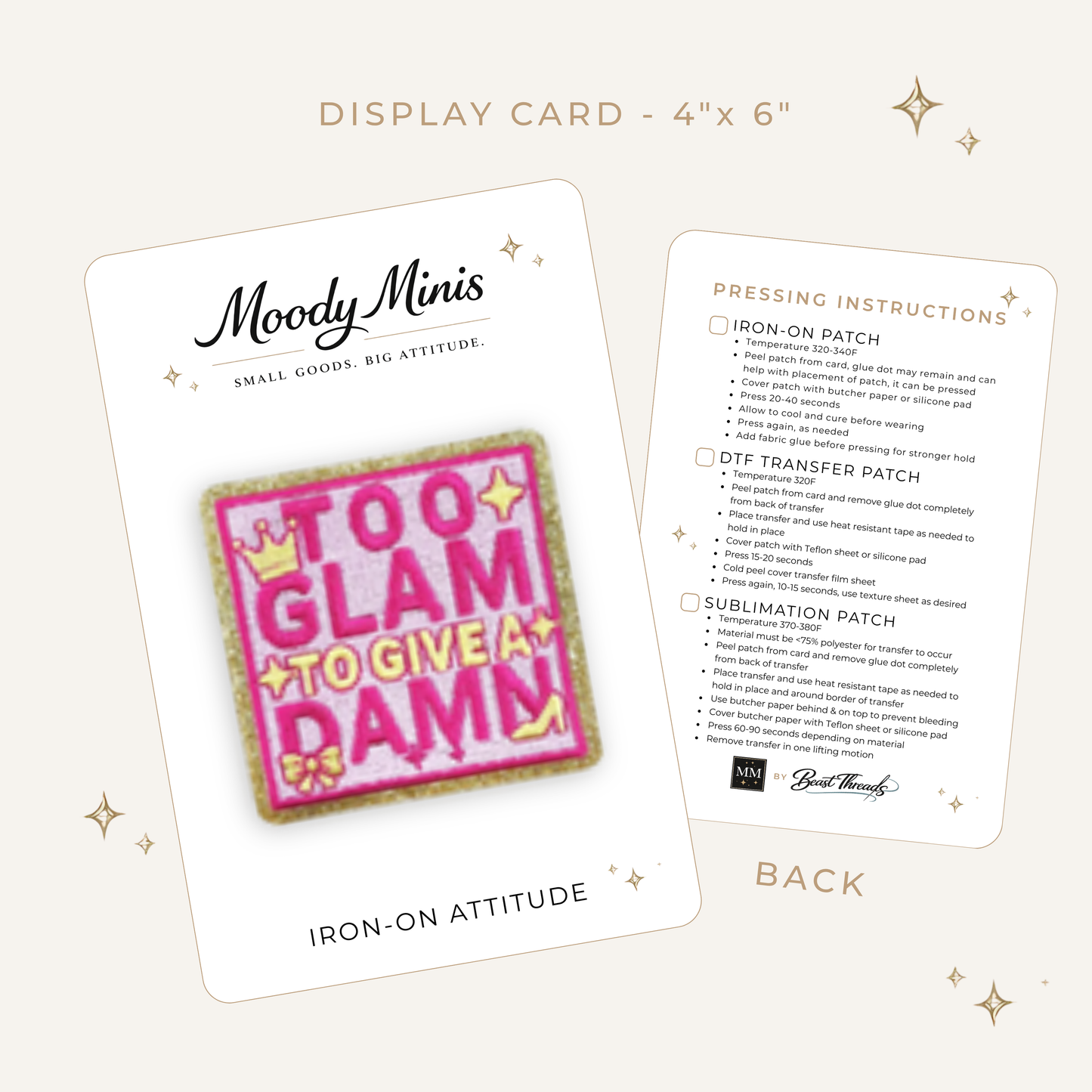 Too Glam Embroidered Patch- RTS