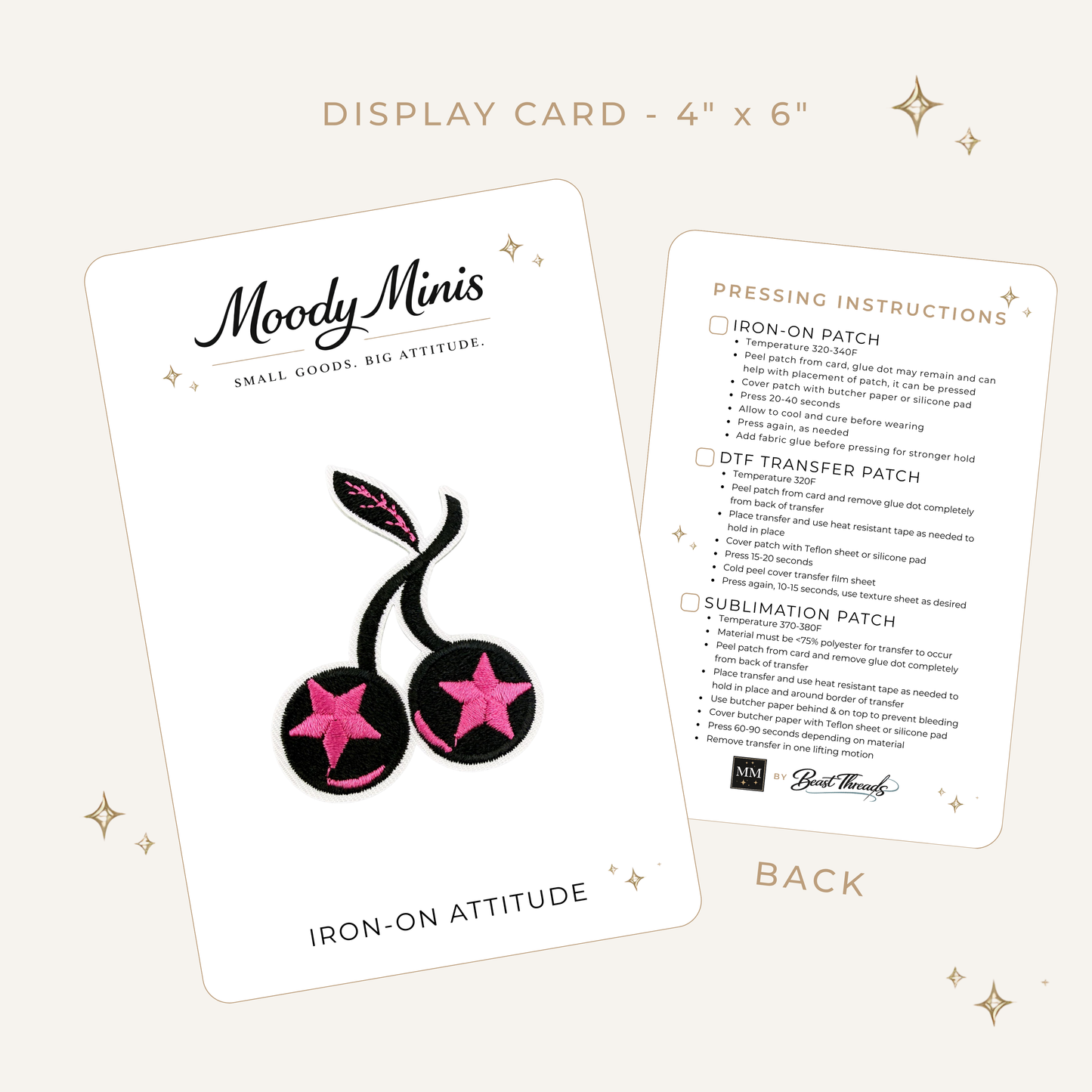 Black Cherry Pink Star Embroidered Patch