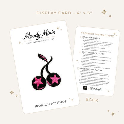 Black Cherry Pink Star Embroidered Patch