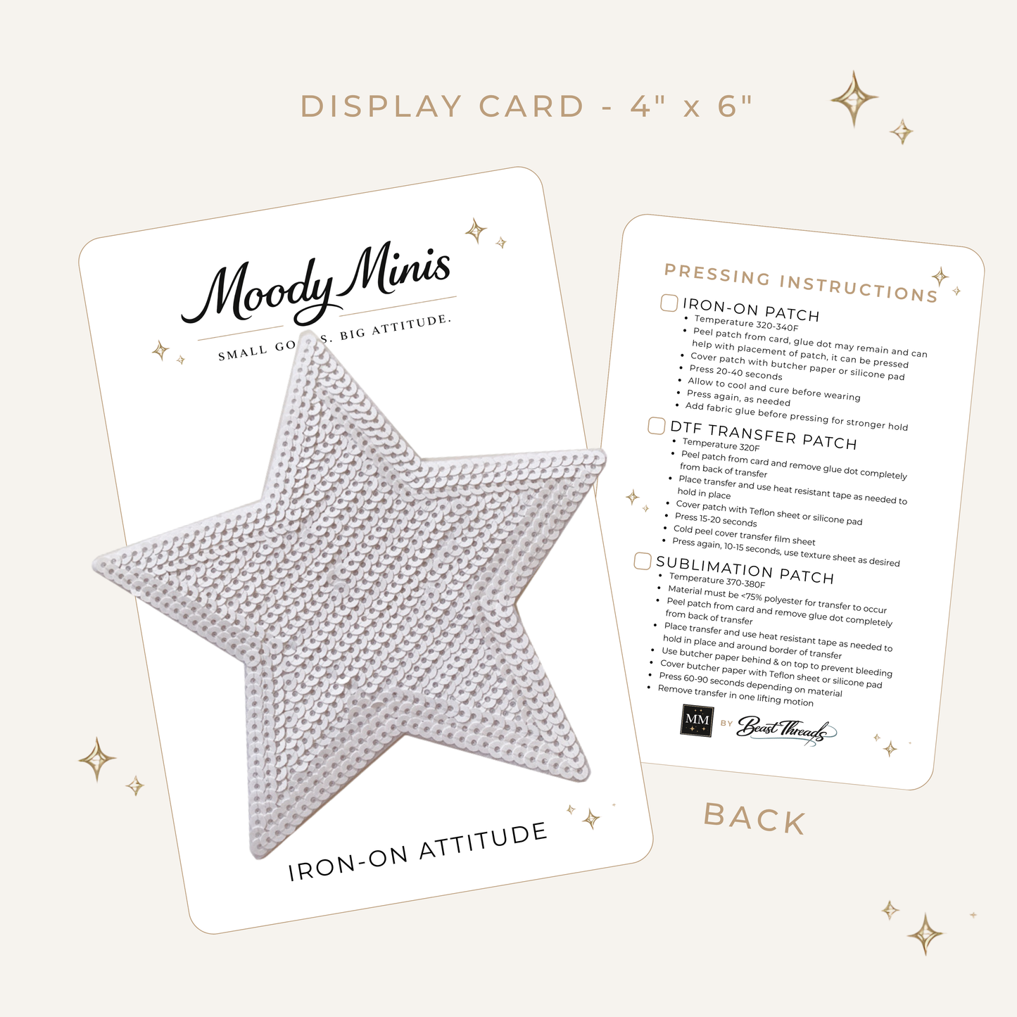 White Sequin Star 5.5" Embroidered Patch