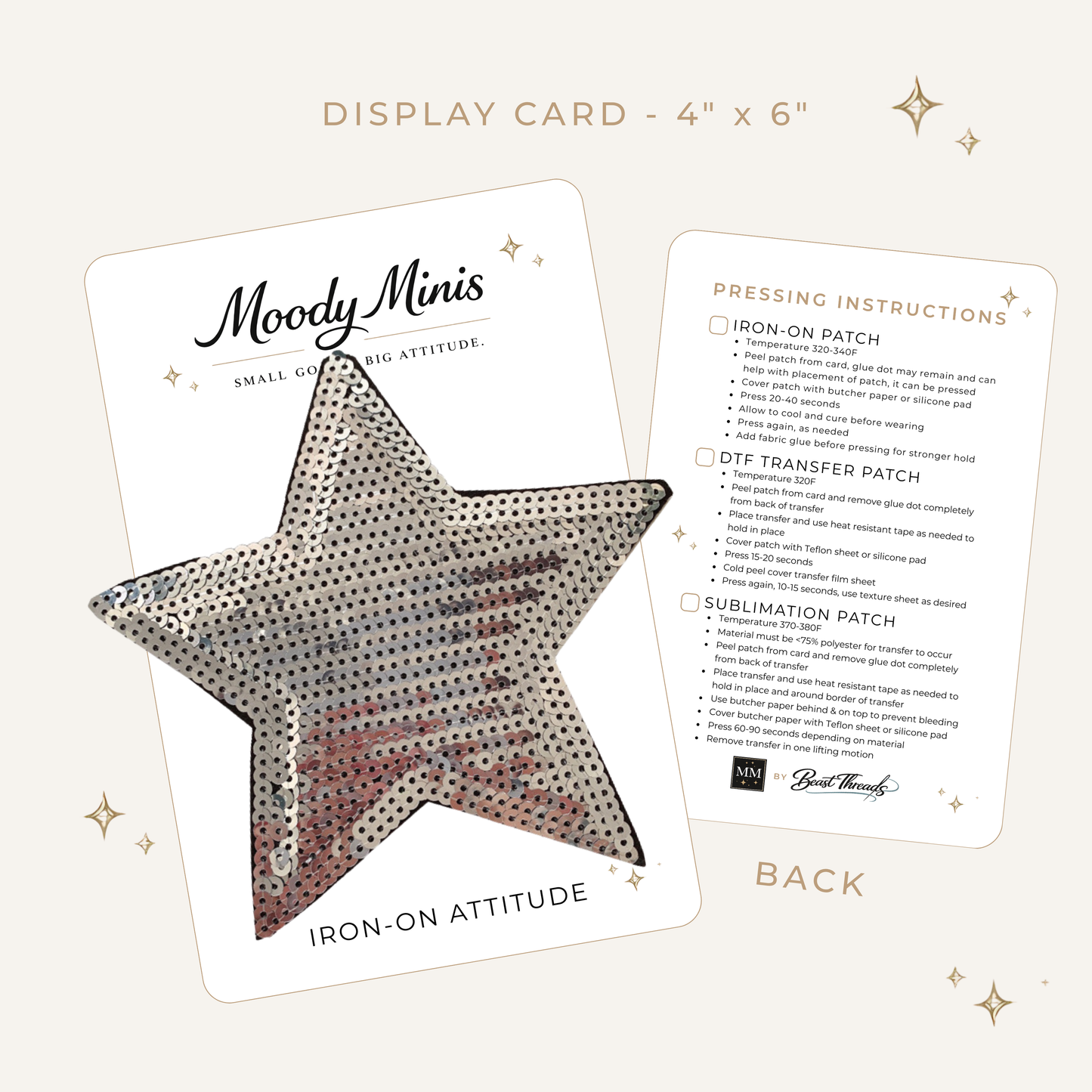 Silver Sequin Star 5.5" Embroidered Patch