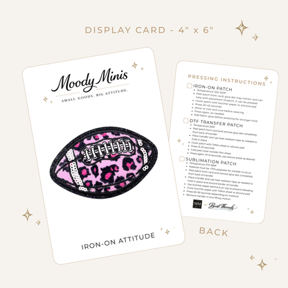 Pink Cheetah Football Embroidered Patch w/Sequin