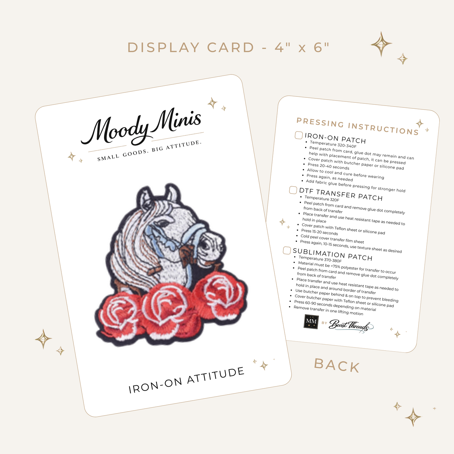 Horse & Roses Embroidered Patch - RTS
