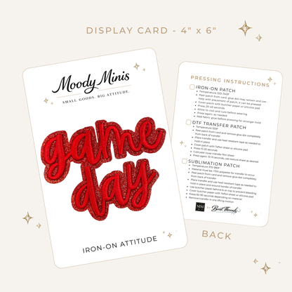 Game Day Red Script Glitter Embroidered Patch