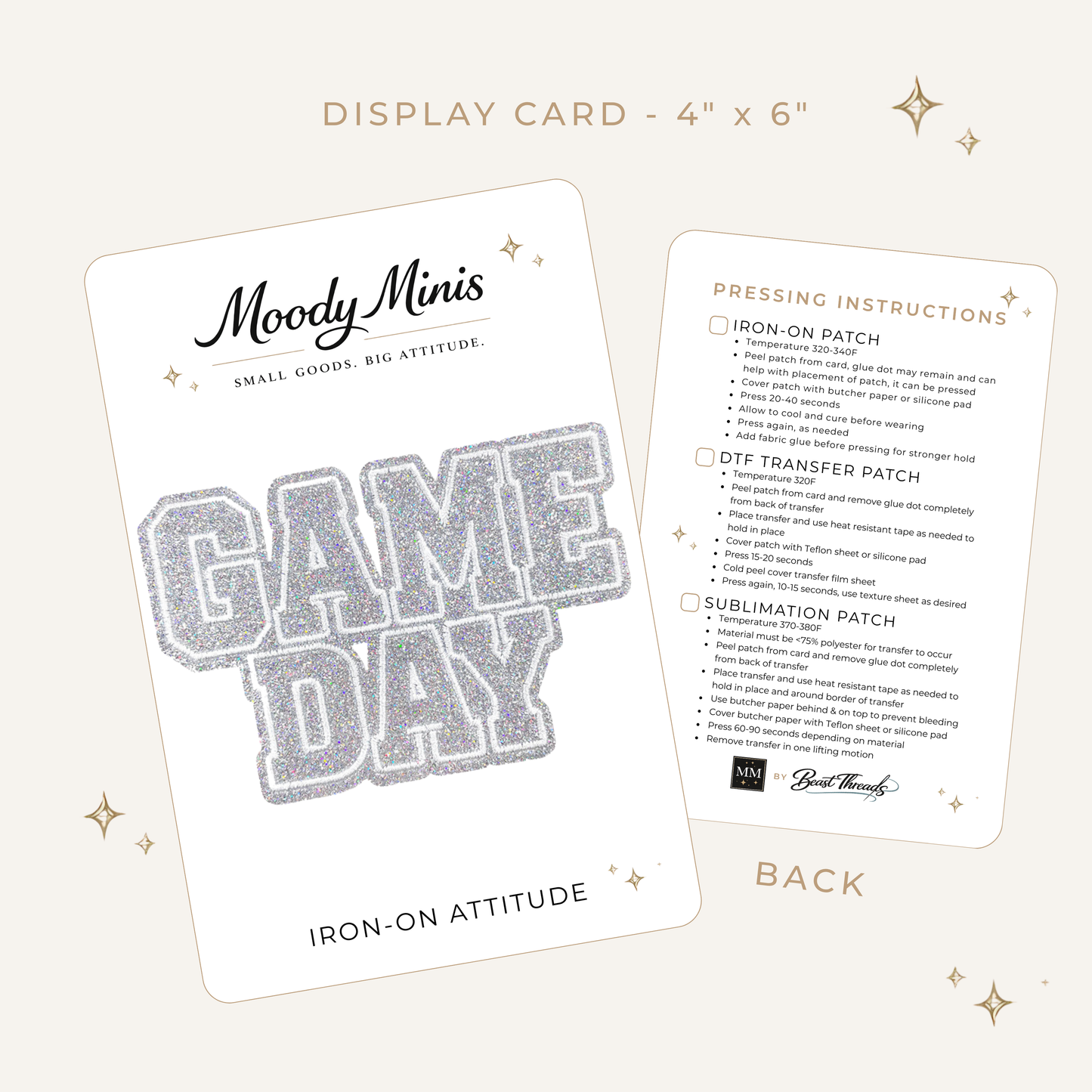 Game Day Silver Block Glitter Embroidered Patch