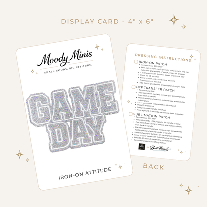 Game Day Silver Block Glitter Embroidered Patch