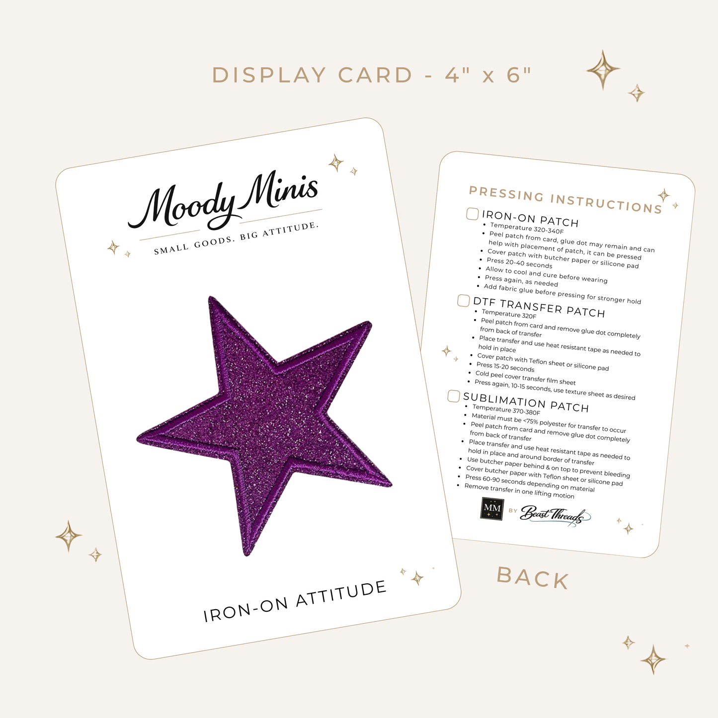 Purple Glitter Star 3.25" Embroidered Patch