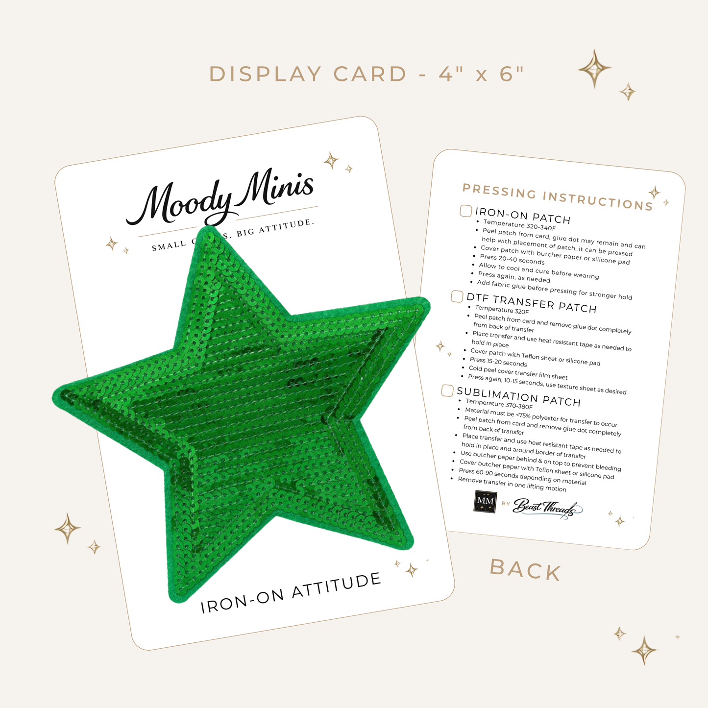 Green Sequin Star 5.5" Embroidered Patch